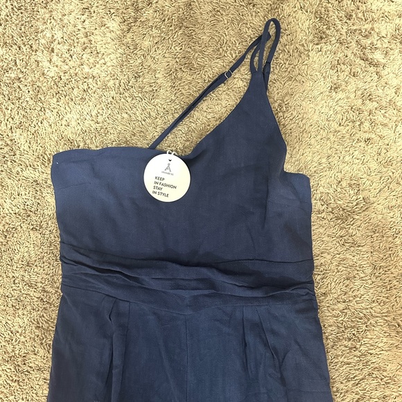 Anrabess One Shoulder High Waist Wide Leg Jumpsuit With Pockets Size L - Picture 4 of 9